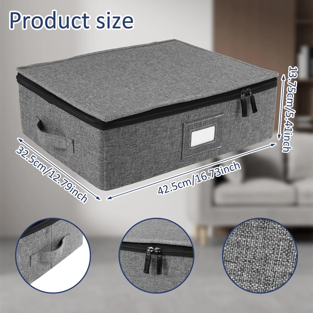 Oxford cloth Stackable Mug Storage Box with zipper for 12pcs Cups Organizer box for Kitchen Cabinets Space-Saving Cup Holder
