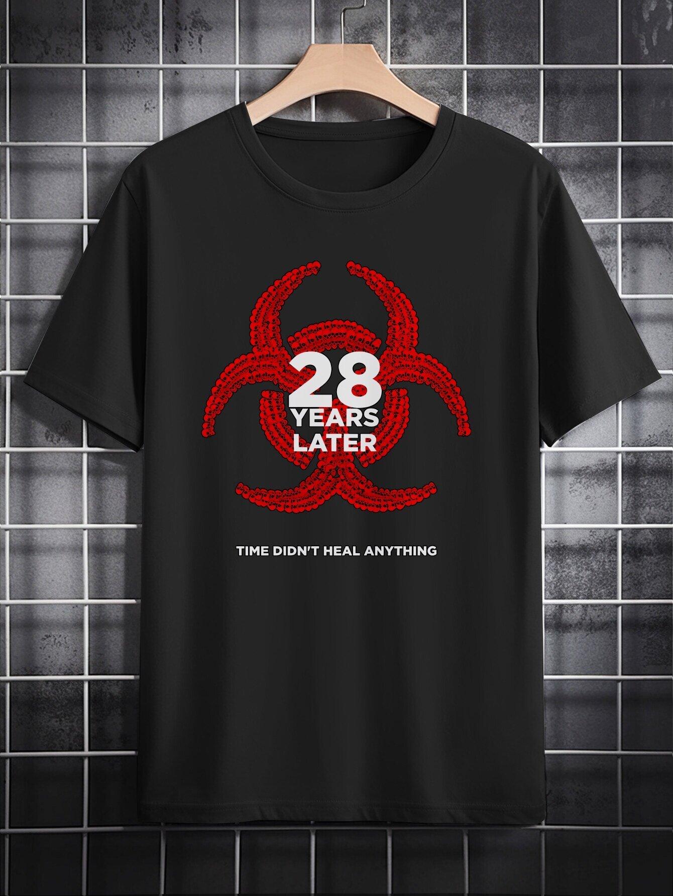 Casual Crew Neck T-shirt with  28 Years Later  3D Print Graphic - Black Polyester Tee S