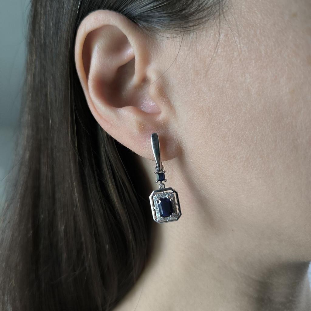 Серебряные серьги с натуральным сапфиром 2.922ct (2194774)