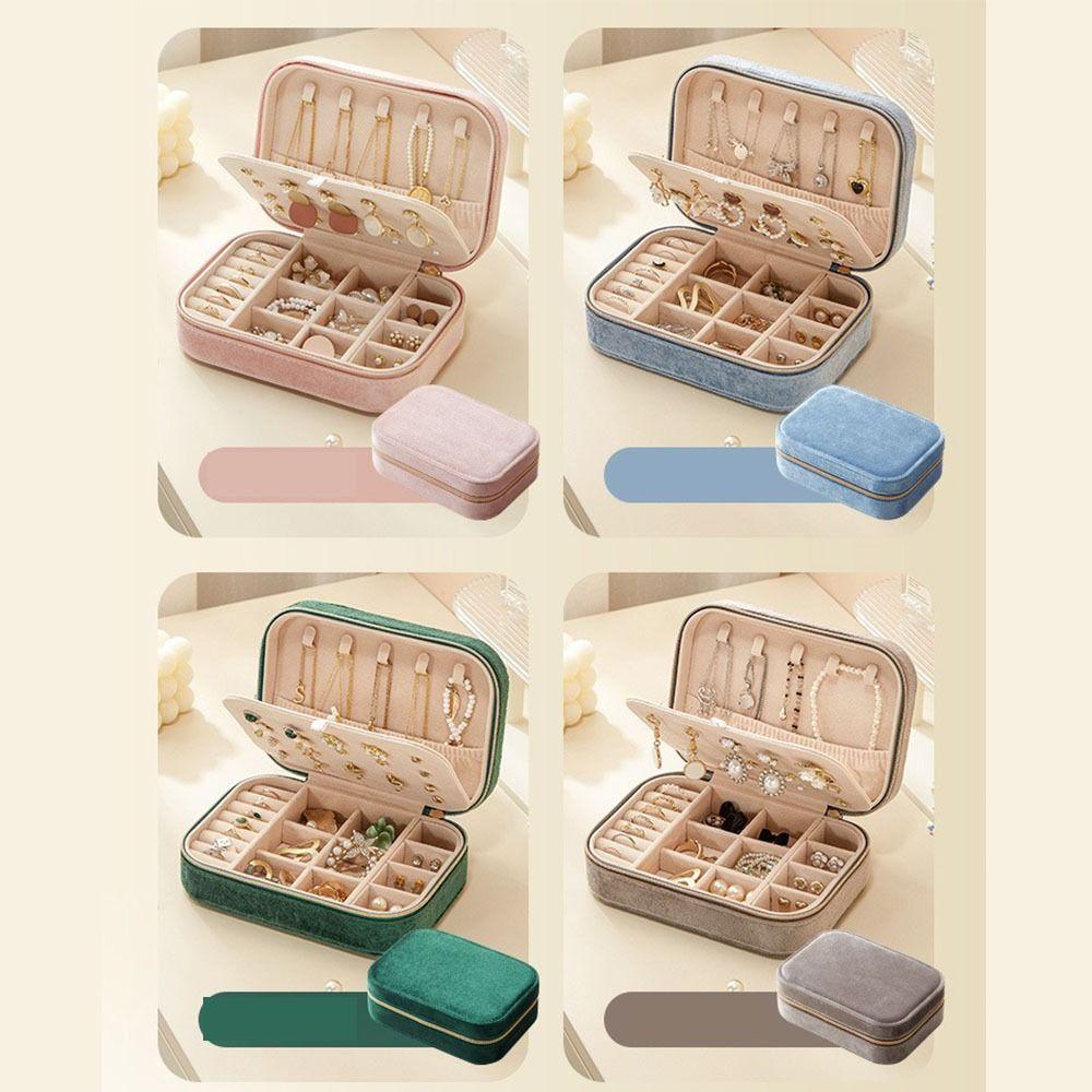 Rectangle Vintage Ring Case 2 Layer Jewelry Case Portable Velvet  Jewelry Box  Valentine