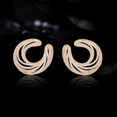 CMM Fashion C Shape Cubic Zirconia Stud Earrings