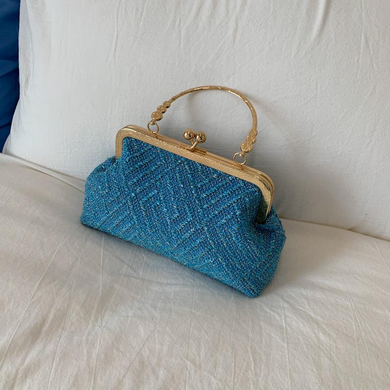 

Vintage Elegant Female Shoulder Bag Luxury Design Women Clutch Purse Solid Color Portable Ladies Dinner Shell Crossbody Bags синій
