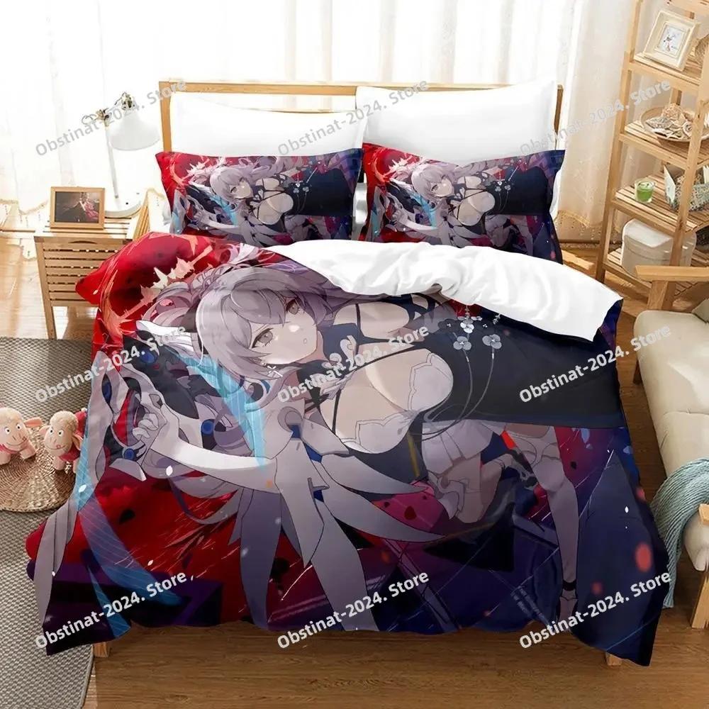 

New 3d Anime Honkai Impact 3rd Bedding Set Print With Pillowcase Bed Duvet Cover Soft Single Double Queen Super King Size EU Single(135*200cm)3pcs