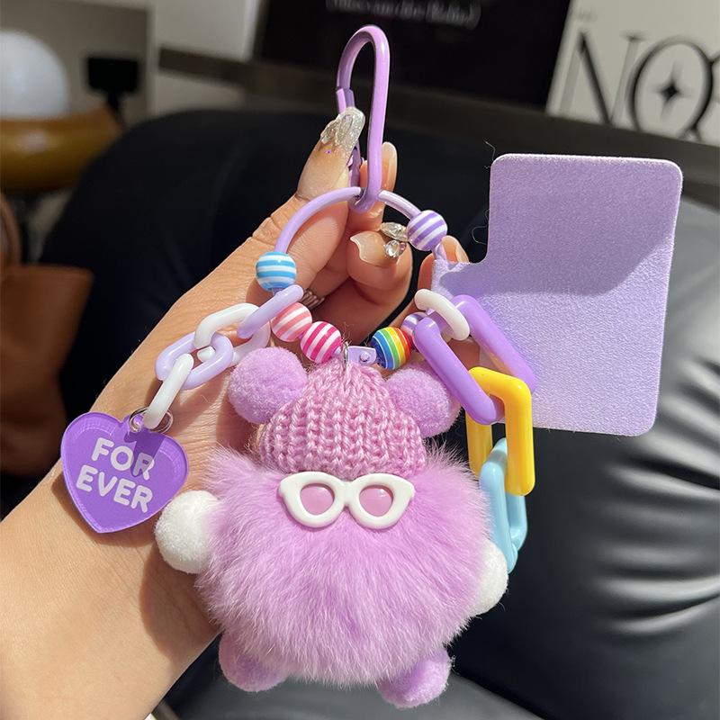 Adorable Plush Keychain DIY Cartoon Character Bag Charm for Backpack Keys