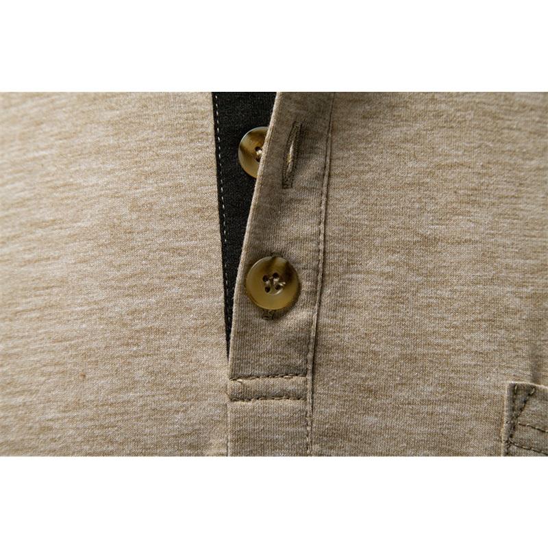 Men's Summer Solid Color Pocket T-Shirts Button Henry Collar Casual Daily Office Short Sleeve Top Tees Hip Hop Streetwear Tee