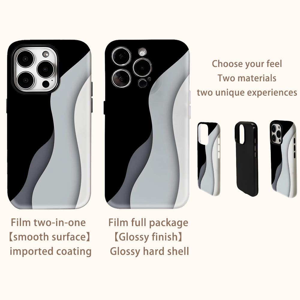 Custodia Monocromatica a Onde per Telefono per IPhone 17AIR 16E 16 15 14 13 12 11 17 Pro Max Plus Copertura Posteriore a Doppio Strato