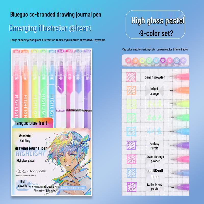 Blue Fruit Morandi 36-Color Gel Pens: Large Capacity Journaling & Drawing Set