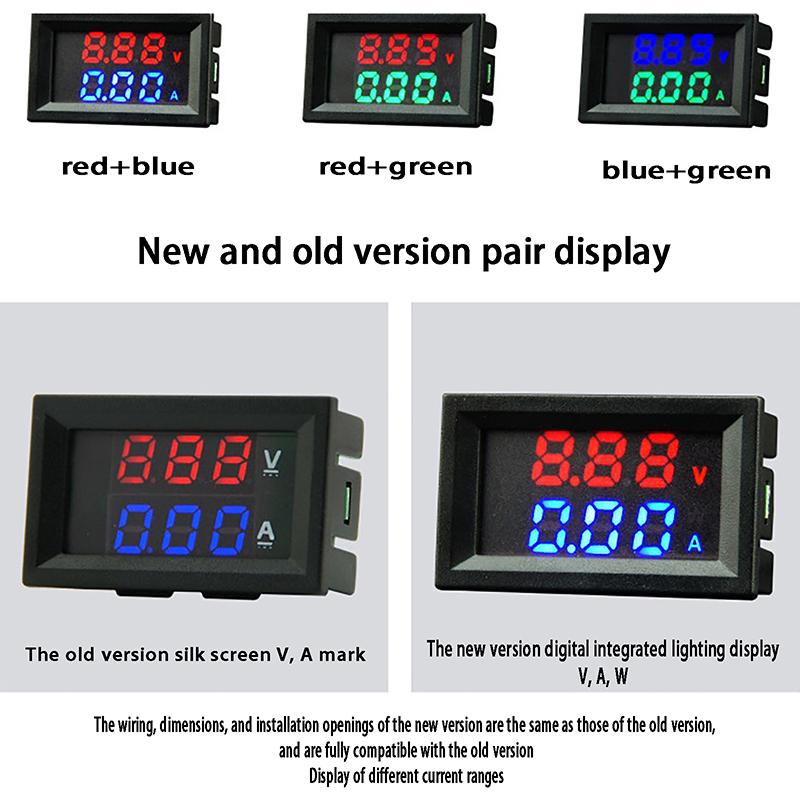 High Quality New Dc 100V 100A Upgraded Voltmeter Ammeter Led Amp Dual Digital Volt Meter Gauge Temperature Measurement