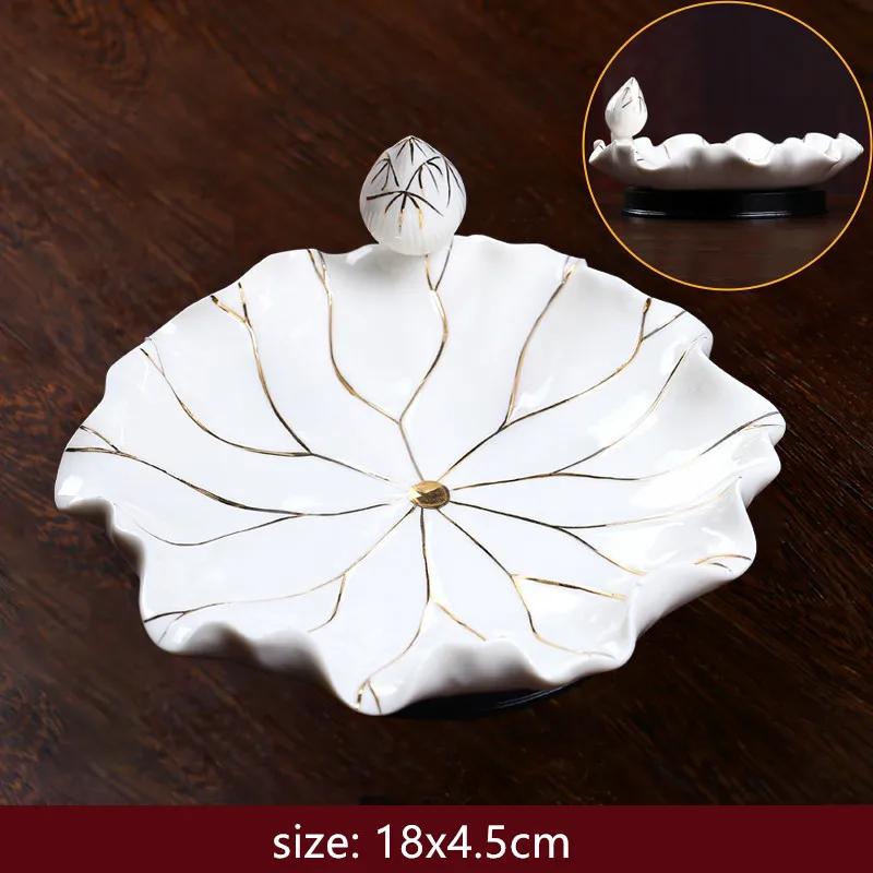 Buddha Hall Ceramics Lotus Leaf The Fruit Plate Ornaments Living Room Coffee Table Snack Plate Bogu Frame Home Decor Supplies