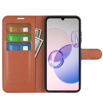 Etui Skórzane na Telefon Xiaomi Redmi 13C 5G/Redmi 13R 5G Tekstura Liczi