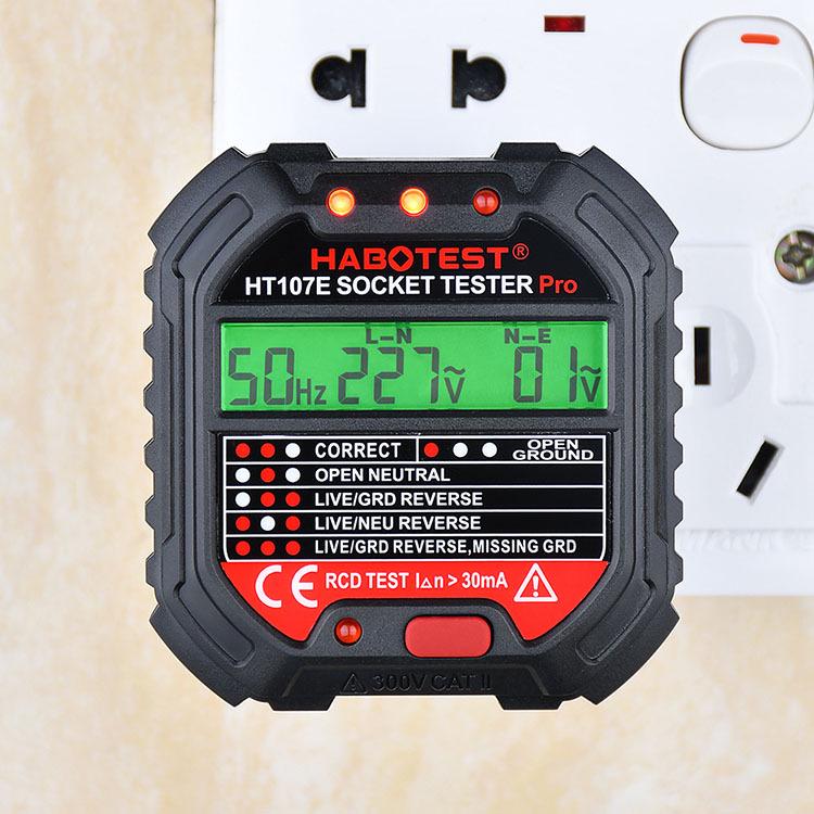 HABOTEST HT107 Series Pro RCD Socket Tester (Models: HT107E, HT107D, HT107B) - EU, UK, US Versions