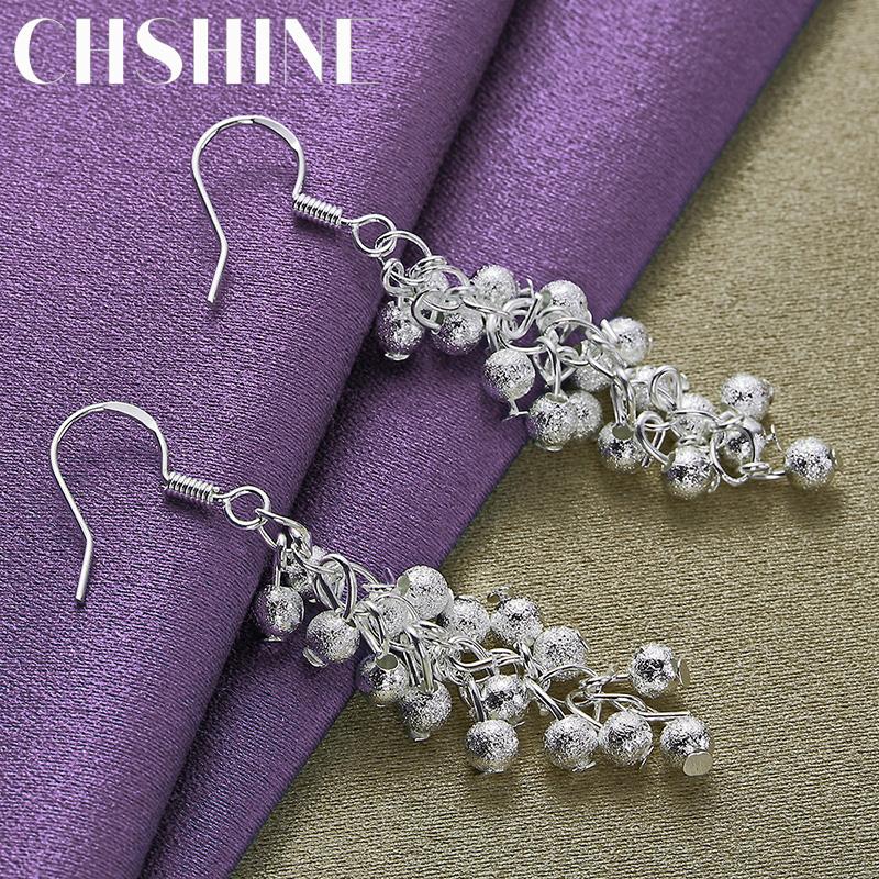 CHSHINE 925 Sterling Silver Matte Grape Drop Earrings For Women Wedding Party Fashion Charm Jewelry