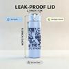 1PC Retro Band Black White Grid Collage Print 750ml Portable Sports Water Bottle Leakproof Gym Outdoor Travel Drink Cup