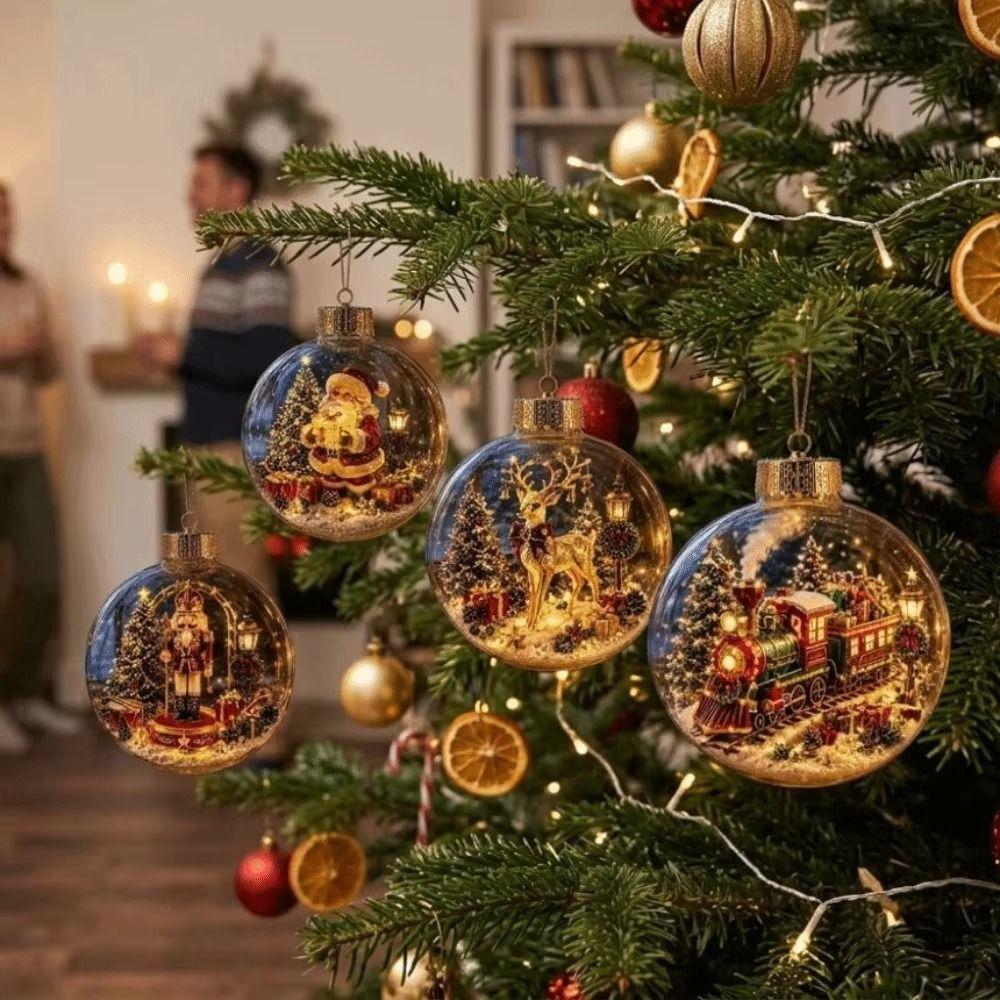 Eingebaute Leuchte Weihnachtsdekoration Warmes Licht Weihnachtskugel Story Ornament Feiertag Heimdeko