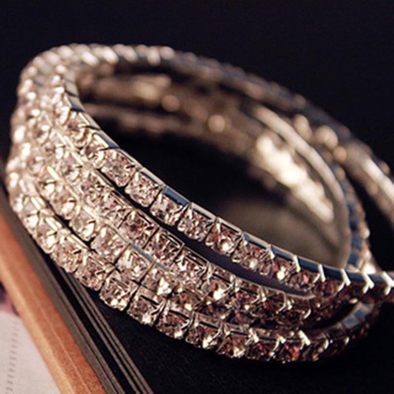 Korean Style Fashionable Super Flash Full Diamond Single Row Elastic Bracelet Bracelet Handpiece