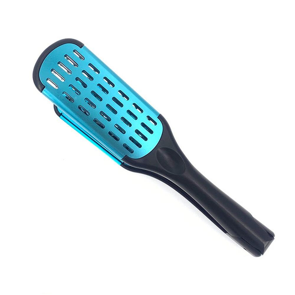 

Противоскользящий профессиональный парикмахерский выпрямитель для волос, не травмирующий V-образную расческу с зажимом для парикмахера синий