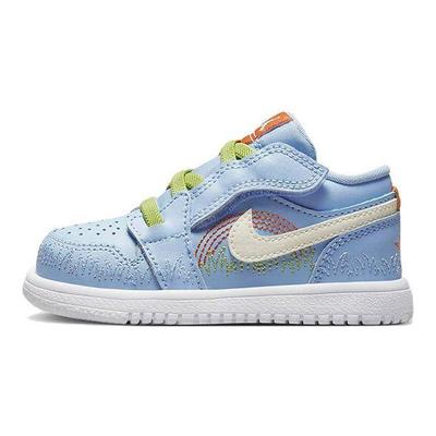 Air  1 Low Alt Se Retro Antiderrapante Absorvente de Choque Durável Tênis de Caminhada de Cano Baixo Sapatos de Bebê Azul Branco DR9499-400