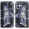 For iPhone 16 Plus Case Pattern Print PU Leather Wallet Phone Cover Cross Texture