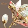 Magnolia Flower Brooch for Women Artificial Flower Pins Faux Pearl Enamel Badges Lapel Pins for Jackets Dresses Coats Accessories