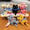 Cute Crochet Cat & Fishbone Keychain, Handmade Knitted Pink Cat Bag Charm