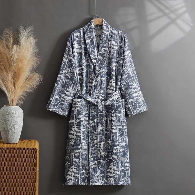 Bademantel aus reinem Baumwoll-Jacquard: Saugfähiger, Schnelltrocknender Yukata für Paare - Klasse A Frühling/Herbst Loungewear