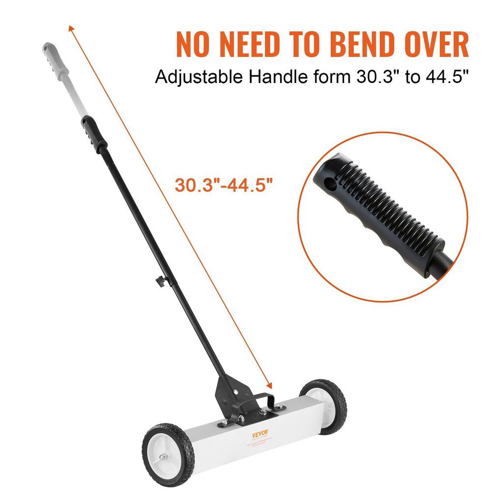 50Lbs Rolling Magnetic Sweeper with Wheels, Push-Type Magnetic Pick Up Sweeper, 24-inch Large Magnet Pickup Lawn Sweeper with Telescoping Handle, Easy