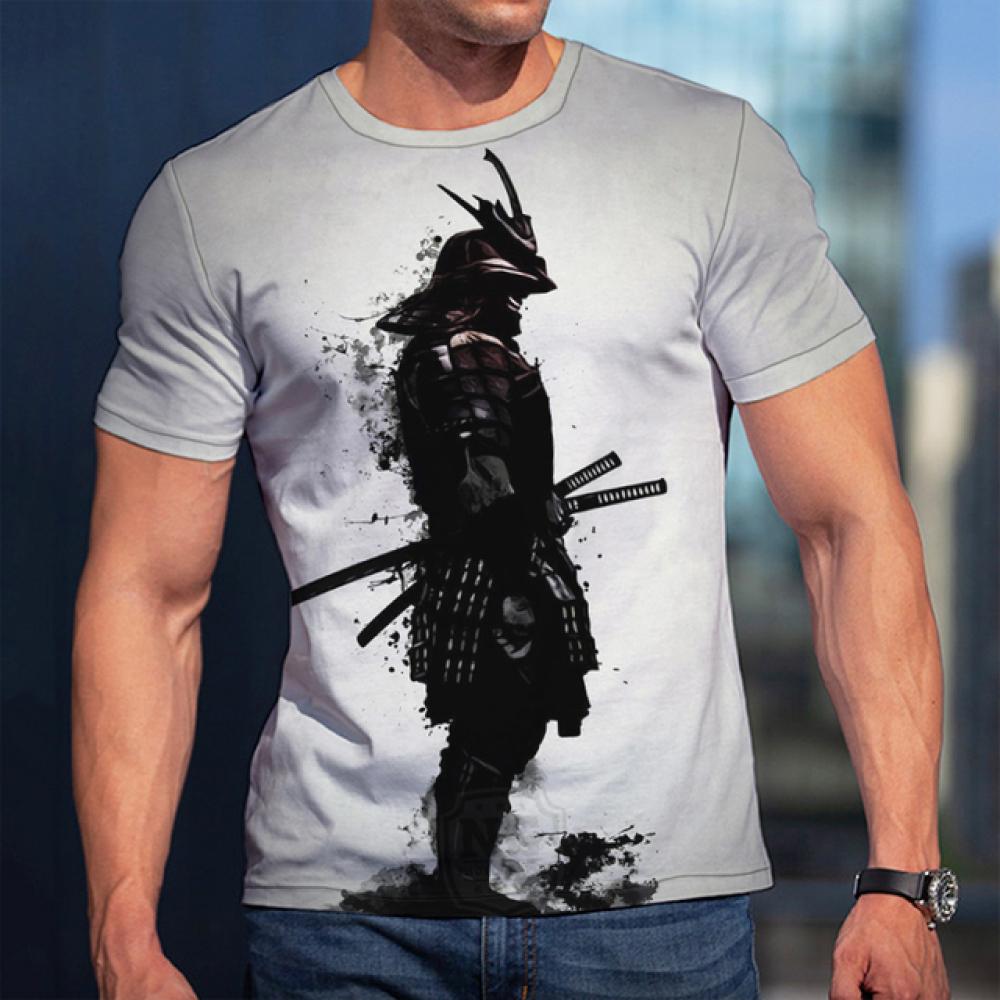 Fashion 3D Samurai Mask Print T Shirt For Men Japan Ghost Warrior Harajuku Streetwear Hip Hop Trend O-neck Tops Summer Loose Tee