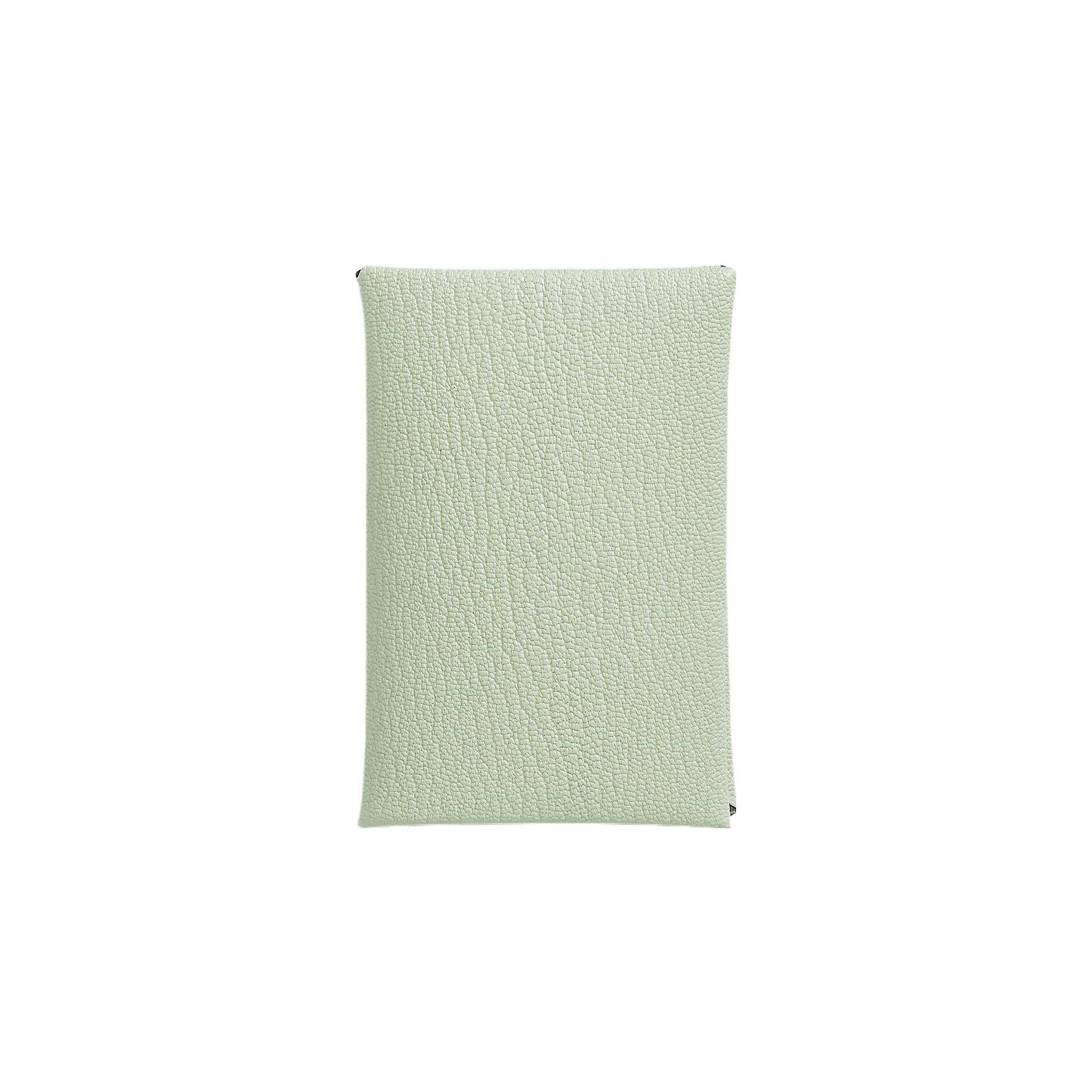 

Hermes Calvi Silver Buckle Two-Tone Mysore Goat Leather Wallet Coin Purse Card Holder Women wallet Bubble-Green H078476CKAQ Box Included