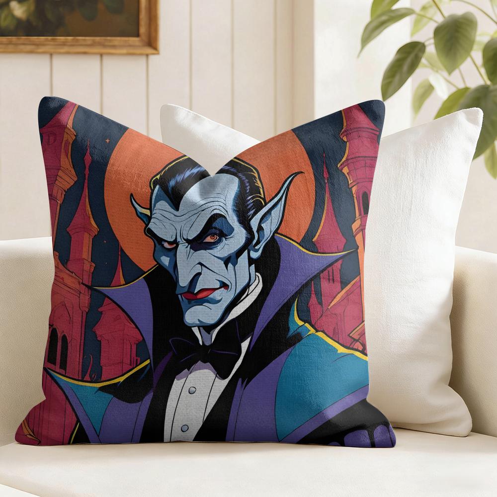 Dracula Cushion Cover Summer Linen Pillow Case Organic Fabric Cushion Cover DoubleSided Print Sofa Home Decor