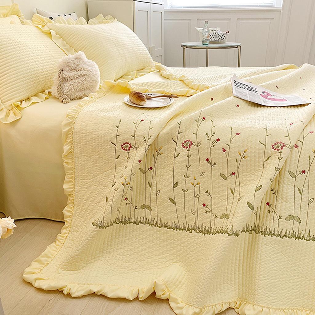 Cotton Pillowcase Pure Color Home Fashion Elegant Tencel Embroidery Pattern Summer Pillow Cover