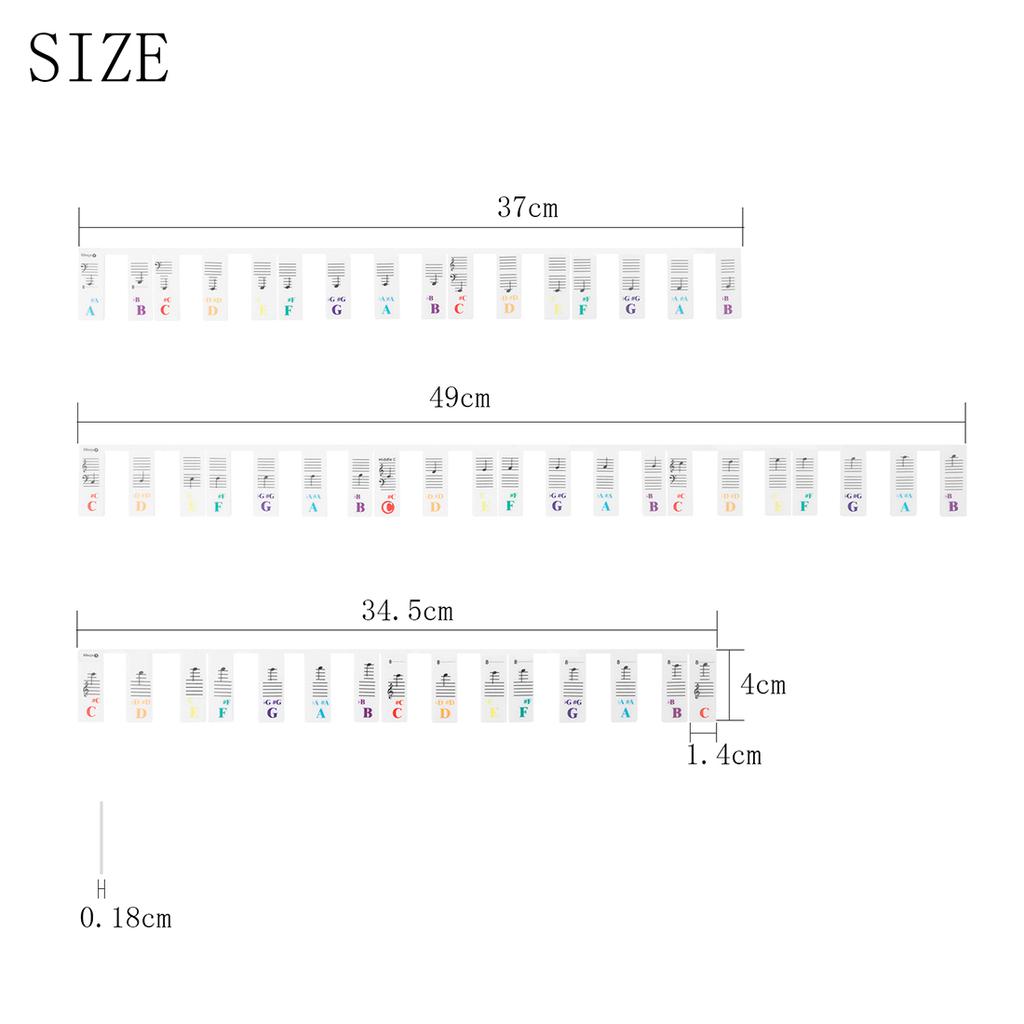 Autocollant pour clavier de piano 61/88 touches Autocollant de note en silicone blanc pour clavier électronique Accessoires pour instrument à clavier Piano