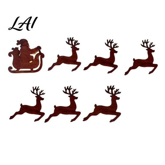 Rustic Farmhouse Wooden Christmas Hangings 7Pcs Holiday Wall Silhouette Lights with Warm Backlight, LED