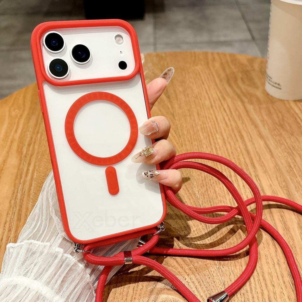 Strap Case For iPhone 17 16 15 14 13 12 11 Pro Max Plus For Magsafe Crossbody Lanyard Shockproof Magnetic Wireless Charge Cover
