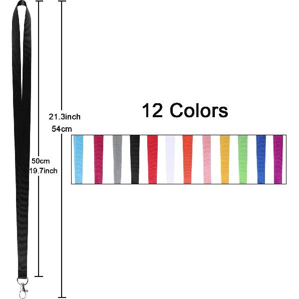 YOUOWO Lanyards 12 Pack Neck Office Lanyard 12 Colors White Blue Black Apple Green Red Pink