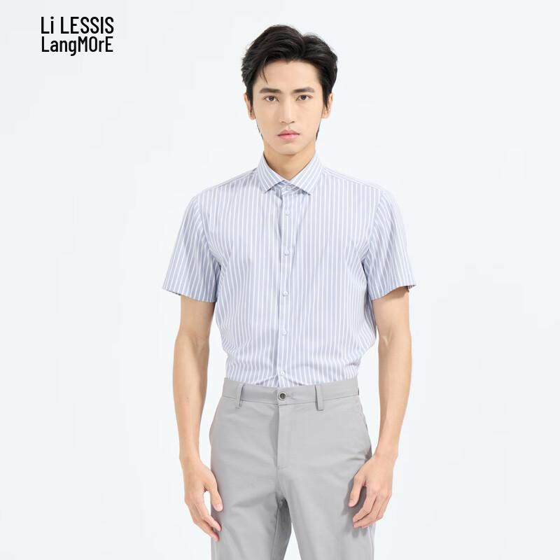 

Lilang Men s Cool Fabric Striped Short Sleeve Shirt 41