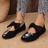 New Embroidered Bow Flat Mary Jane Shoes for Women Cross-border Ethnic Style Slip-Ons