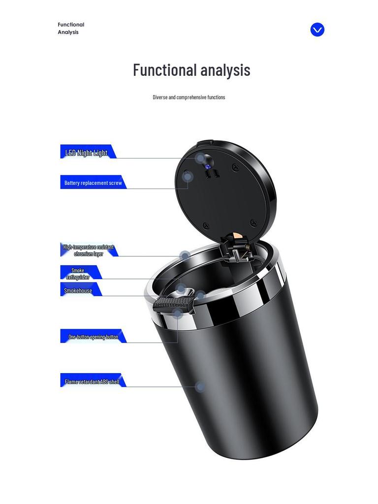 Dongfeng Car Ashtray: Stainless Steel, Flip-Top, Trendy Design