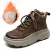 Fashion GKTINOO Genuine Leather High Top Shoes Women Platform Boots Non-slip Cow Leather Ladies Winter Ankle Botas Warm Sneakers