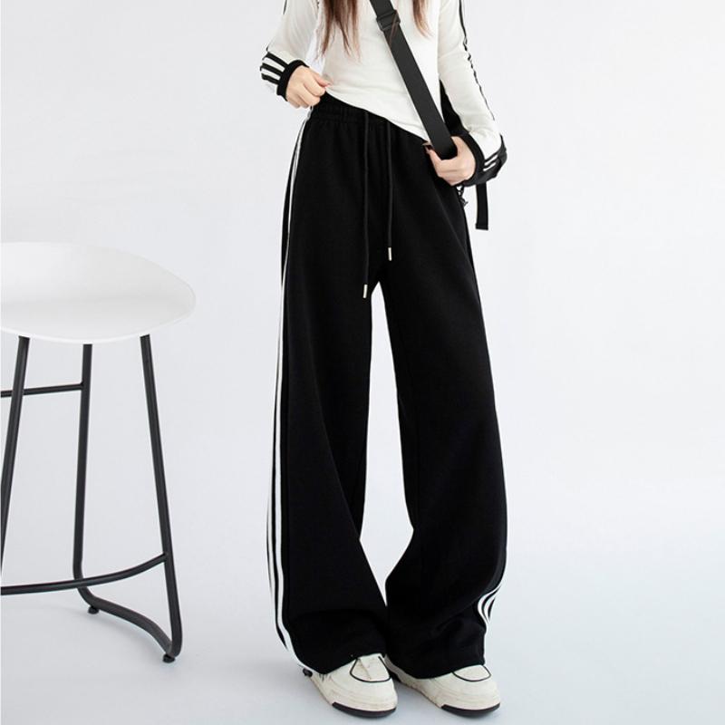 Женские свободные повседневные прямые спортивные брюки с высокой талией — фото 15