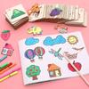 20pcs Montessori Kids Drawing Toys Wooden DIY Painting Stencils Family Educational Craft Puzzle Imitate Toys for Kids Gifts
