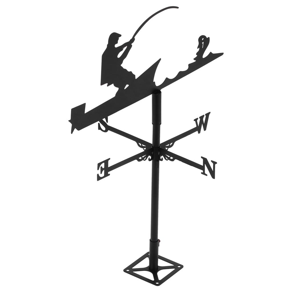 Fisherman Style Weather Vane Roof Bracket Rod Stainless Steel Wind Indicator for Outdoor
