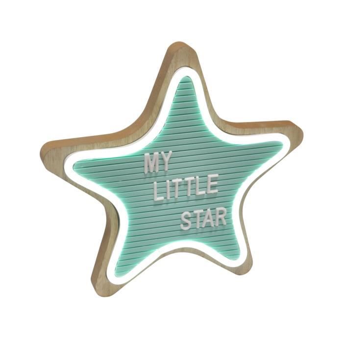 Lampe Veilleuse - DOUCEUR D'INTERIEUR - My Little Star - Bois, Verre, Métal - 23x2x23 Cm - IP20