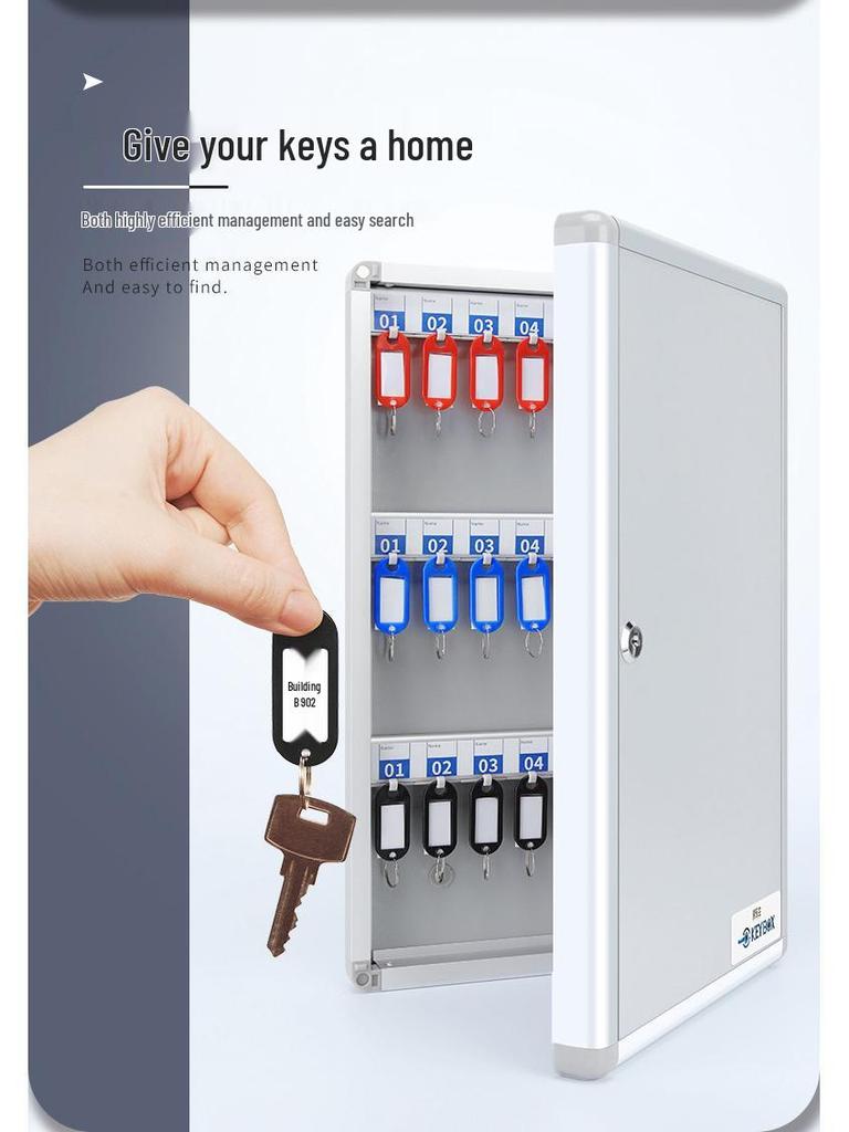Wall-Mounted Key Management Cabinet for Real Estate & Car Keys