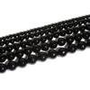 Takı Yapımı için Doğal Siyah Akik Taş Pürüzsüz Yuvarlak Gevşek Boncuk