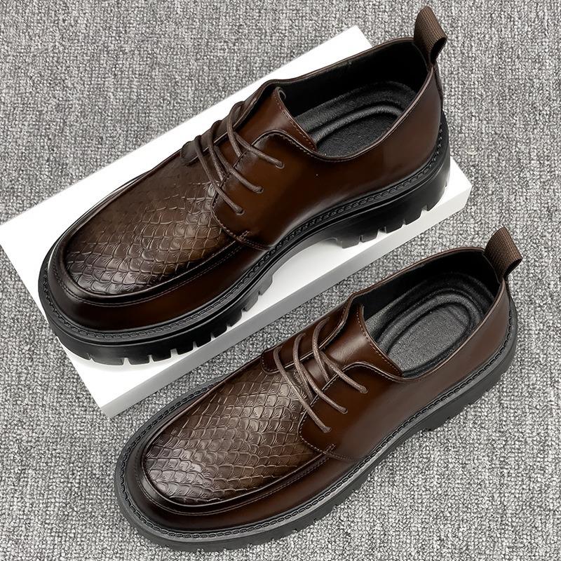 Leather shoes men's new large size men's shoes 4 versatile retro heightening casual shoes