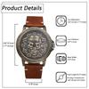 Men's Punk Skull Watch with Genuine Leather Strap: Skeleton Skull Antique Leather Watch with Waterproof Analog Quartz Movement, Gothic Accessory -