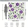 Floral Shower Curtain - Purple Flowers on Cream, 12 Hooks, Durable Polyester, Machine Washable, Elegant Bath Decor