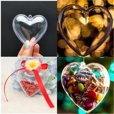 5 Stück 8cm Herz Klare Plastikkugeln Öffnende Christbaumkugel Hängender Schmuck Hochzeitsfeier Dekor
