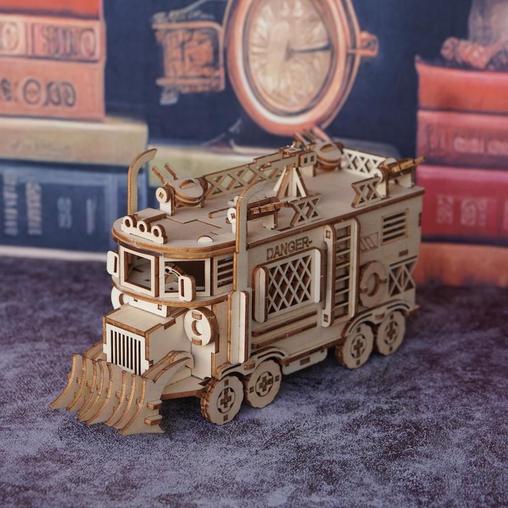 3D wooden puzzle battle truck model, DIY assembly model of Doomsday mecha tank, 3D puzzle model of armored vehicle