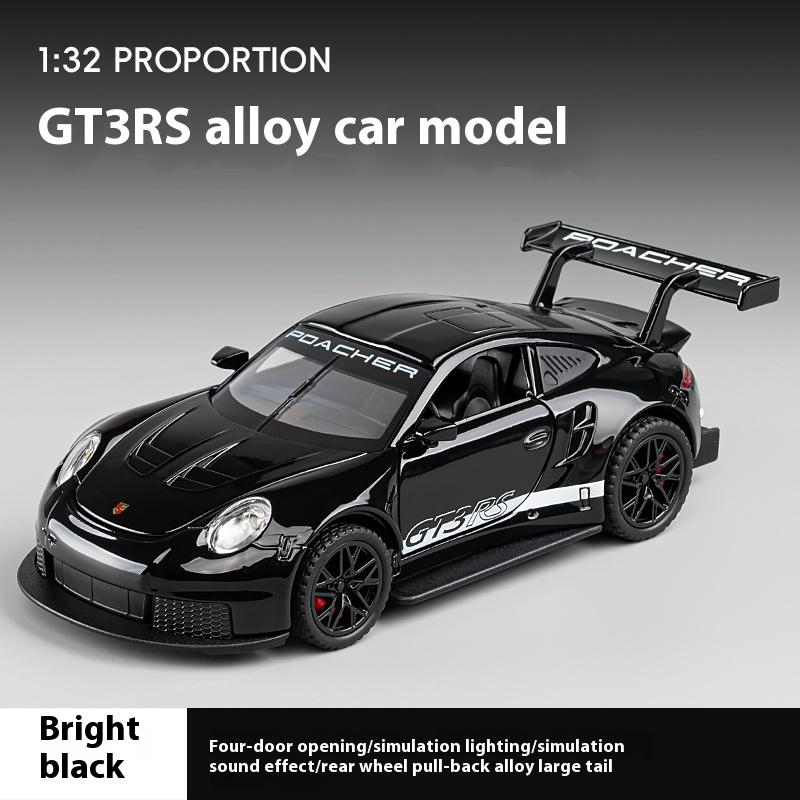 1/32 Porsche GT3 RS Supercar Alloy Diecast Metal Model Computer Desktop Ornaments Sound & Light Toy Children Birthday Toy Gift